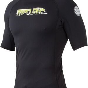 Rip Curl Black and Yellow Men's Rash Guard 50+ UPF
